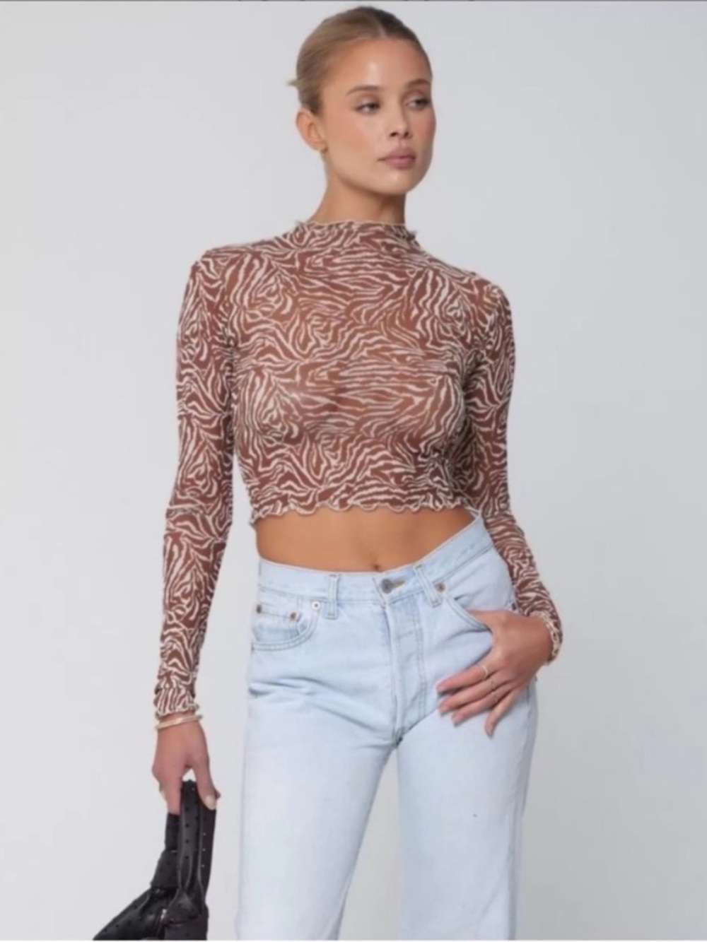 RESA Ida Mesh Crop Top in Dallas Animal Print large
